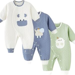 Newborn Baby Organic Cotton Long Sleeve Bodysuit – 3-Pack Jumpsuit Set for Boys and Girls (0-24 Months)