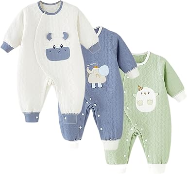 Newborn Baby Organic Cotton Long Sleeve Bodysuit – 3-Pack Jumpsuit Set for Boys and Girls (0-24 Months)