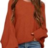 Mafulus Girls’ Oversized Crewneck Fall Sweater – Batwing Sleeve Pullover for Kids (Ages 5-14)