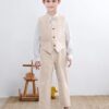 SANGTREE Baby Boys’ Gentleman Outfit Set – Cotton Linen Formal Suit (Ages 3 Months – 9 Years)